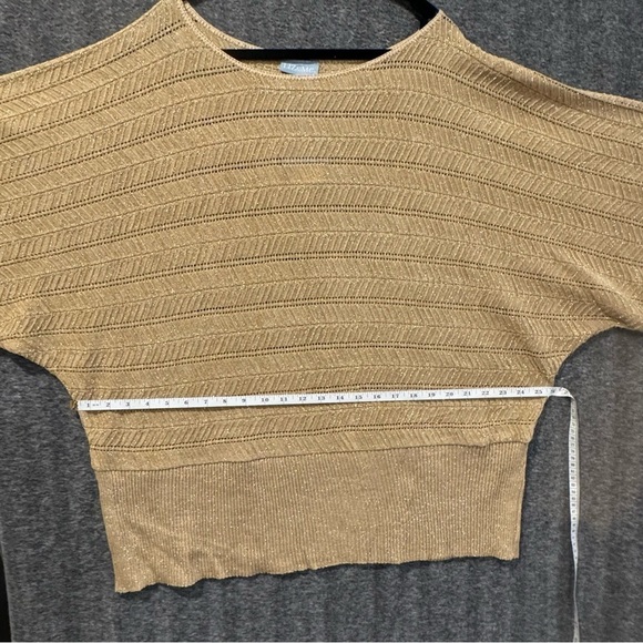 Metalic Gold Glitter formal evening holiday Batwing open knit sweater plus 4X - Picture 9 of 13